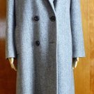Herringbone women long coat size large. double breast black collar. VTG.