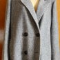 Herringbone women long coat size large. double breast black collar. VTG.