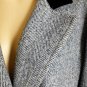 Herringbone women long coat size large. double breast black collar. VTG.