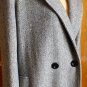 Herringbone women long coat size large. double breast black collar. VTG.