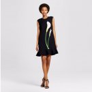 Women's Black Calla Lily Satin Ruffle Hem Dress Victoria Beckham Target size S