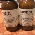 LE LABO ROSE 31 Perfumed Body Lotion Lot of 2 Travel Size 1.4 Ounces 40 Ml Each
