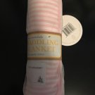 NWT Burts Bees Baby Essentials Swaddling Blanket Pink White Striped 29X29