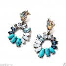 Turquoise Dangle Earrings - Crystal Hoop Earrings - Drop Earrings - Boho Jewelry