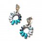Turquoise Dangle Earrings - Crystal Hoop Earrings - Drop Earrings - Boho Jewelry