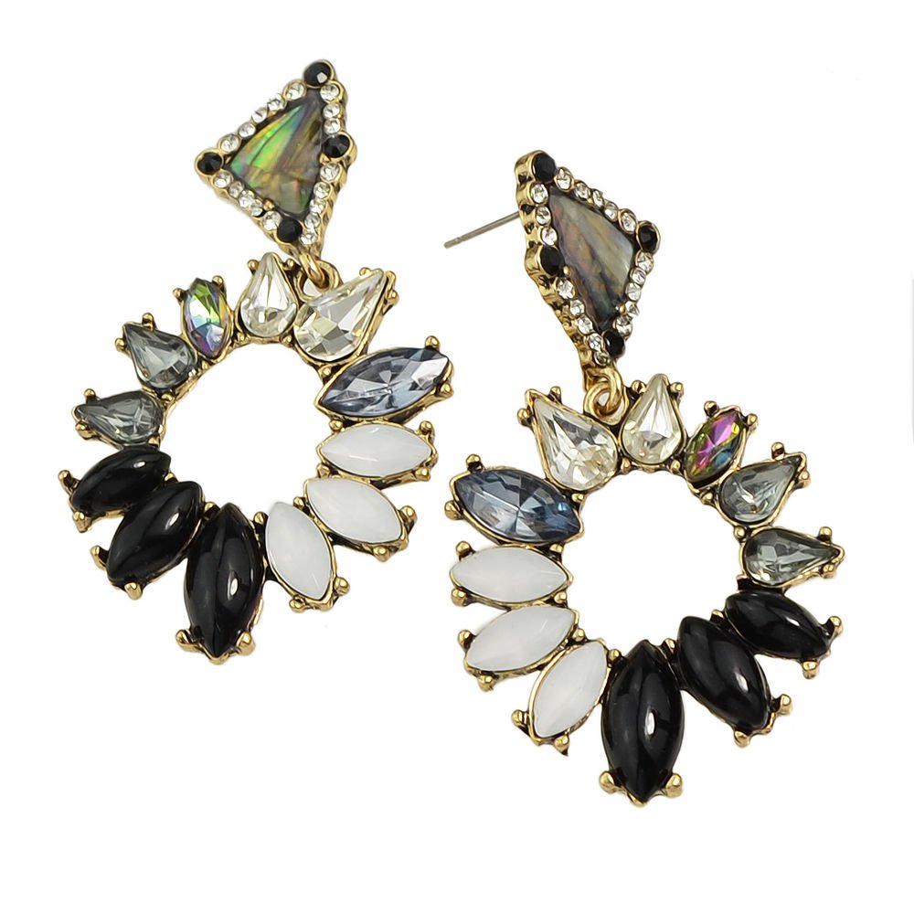 Black Onyx Dangle Earrings - Crystal Hoop Earrings - Drop Earrings ...