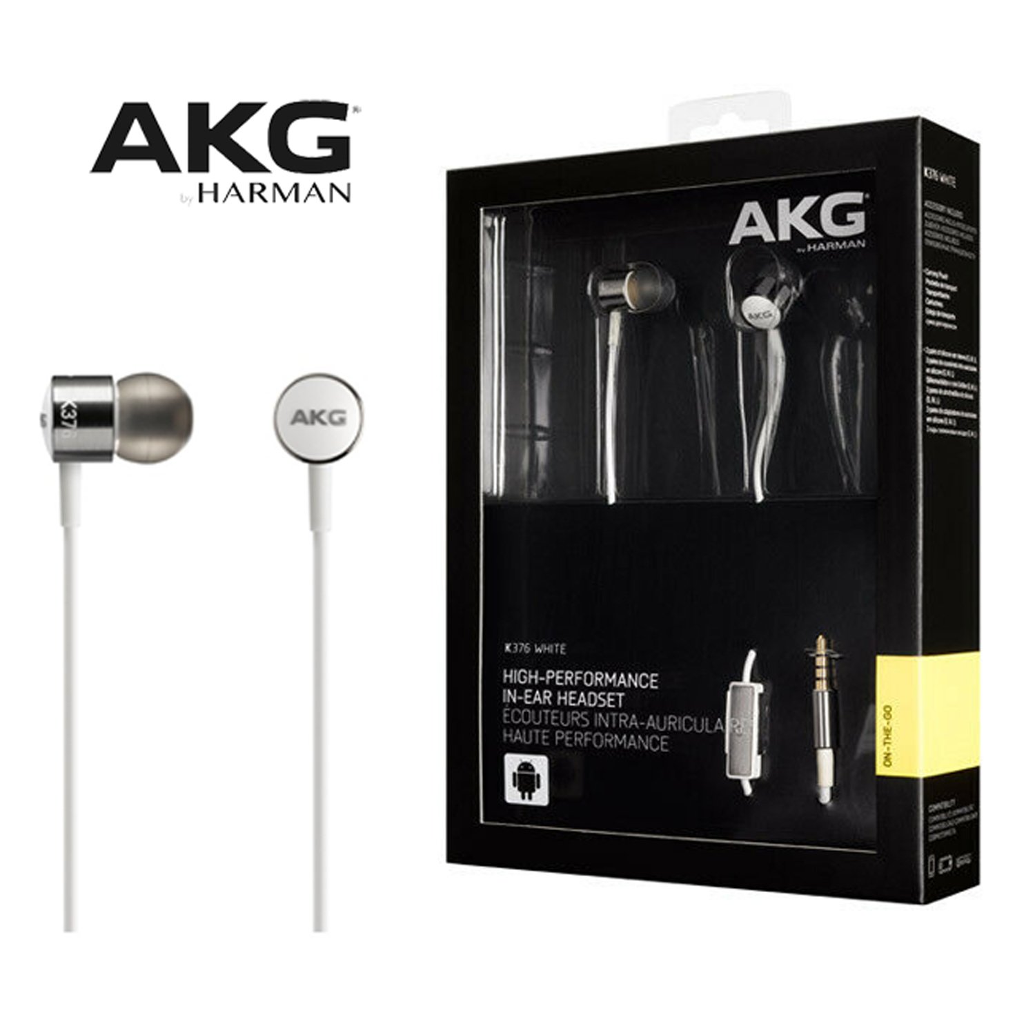 AKG K376 High-Performance In-Ear Earphones with In-Line Mic And Remote - WHITE