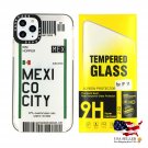 Airline Tickets TPU Case for iPhone 11 w/ Tempered Glass Combo