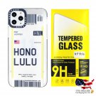 Airline Tickets TPU Case for iPhone 11 Pro Max w/ Tempered Glass Combo