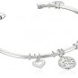 CZ Hallmark Bangle In Solid 925 Sterling Silver w/ Free Leather Box