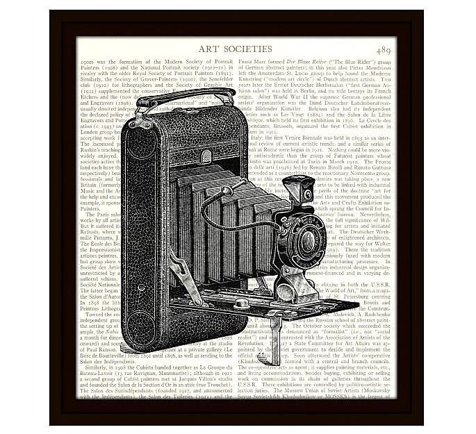 Dictionary Art Print 8 x 10 Old Fashioned Camera Photography Book Page