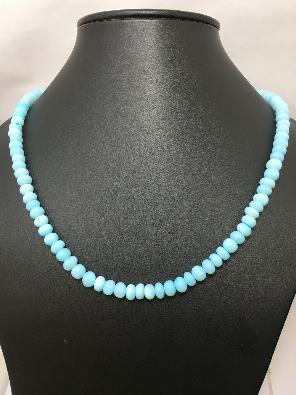 Peruvian Opal Smooth Rondelle Beaded Necklace 6mm to 8mm of 130 cts