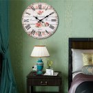 Rose Vintage Round Wood Wall Clock Office Home Living Room Decor
