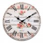 Rose Vintage Round Wood Wall Clock Office Home Living Room Decor