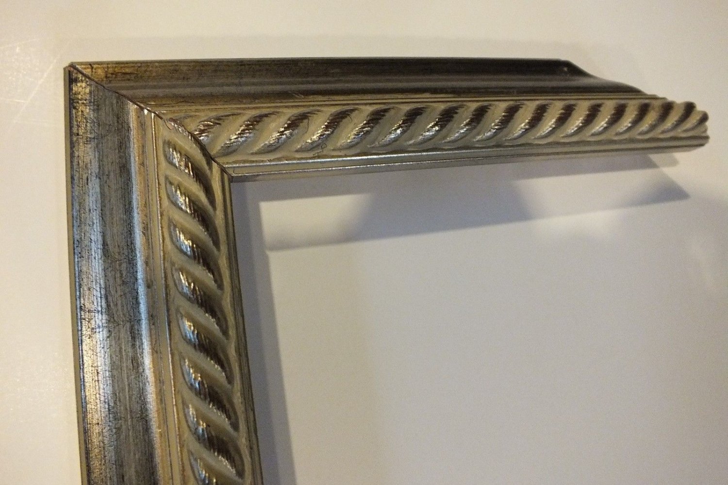 SALE-18 ft Ornate Picture Frame Moulding Torn Silver Lt Rope FREE Ship ...