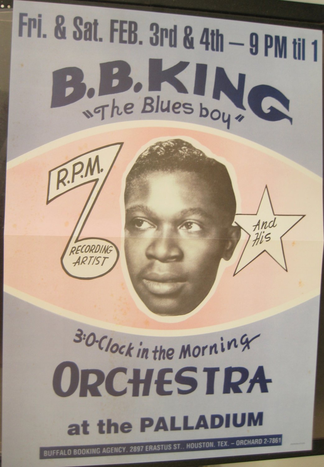 BB King Concert Poster Reproduction 14x10 Inches 1955