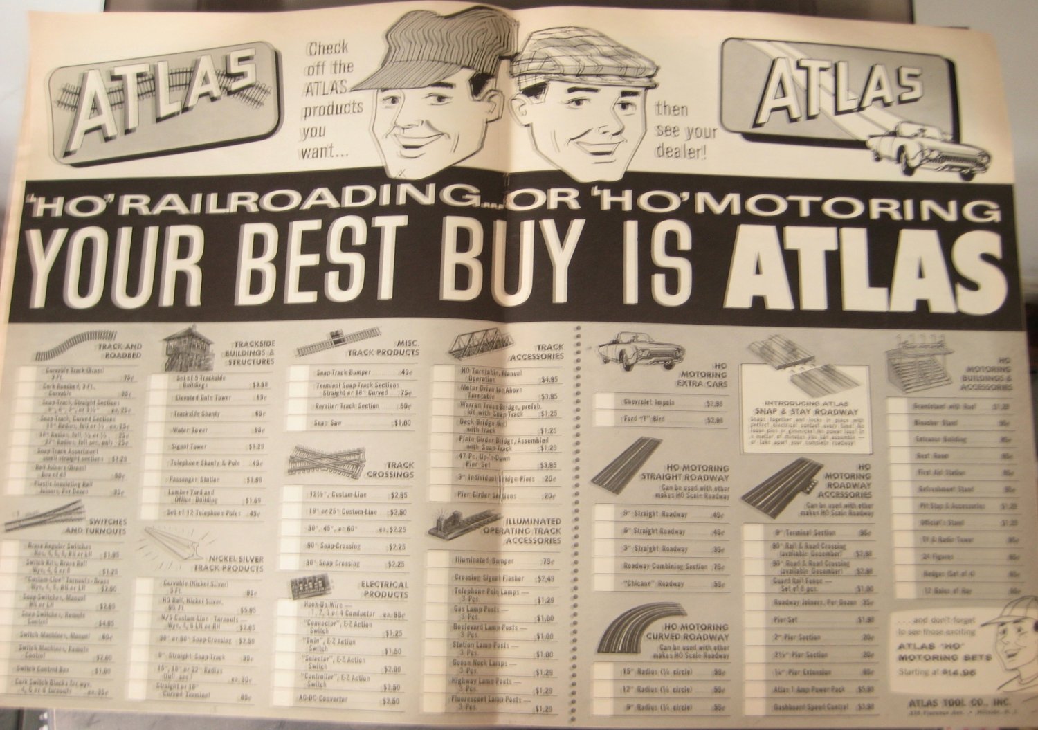 2-Page Centerfold ATLAS Railroad Train Advertisement 1962