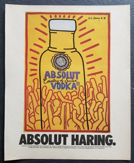 Absolut Vodka Keith Haring Promo Print Advertisement Vintage 1987