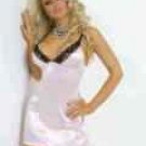 STRETCH SATIN SOFT CUP BABYDOLL W/ LACE TRIM.