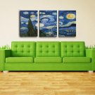 Starry Night Van Gogh Framed Canvas Painting Wall Art Ready to Hang Print Decor