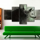 5 Pcs Split Canvas Wall Art Wolf Painting Animal Poster Giclee Print No Framed