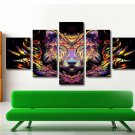 Vintage Wolf Animal Poster Giclee Print on 5 PCS Canvas Wall Art Decal Painting