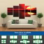 Metal Sun Ocean Sunset Abstract Landscape Painting Prints Canvas Wall Art Decor