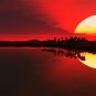 Metal Sun Ocean Sunset Abstract Landscape Painting Prints Canvas Wall Art Decor
