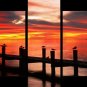 Lake Golden Sunset Grow Painting Clouds Poster 5Pcs Canvas Wall Art Giclee Print