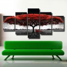 Red Maple Tree Painting Giclee Art Prints Poster on 5 Pcs Canvas Wall Art Decor