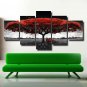 Red Maple Tree Painting Giclee Art Prints Poster on 5 Pcs Canvas Wall Art Decor