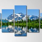 Forest Snow Mountain Glacier Oil Painting/Poster Landscape 5 PCS Canvas Wall Art