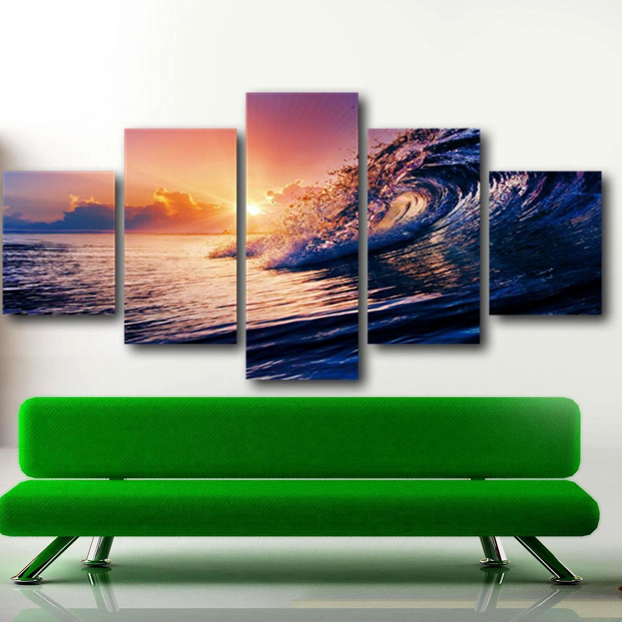 Multi 5 Panel Canvas Wall Art Ocean/Sea Wave Landscape Painting Seascape Poster