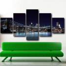 Golden Gate Bridge City Night View Painting Multi 5 Panel Canvas Wall Art Print