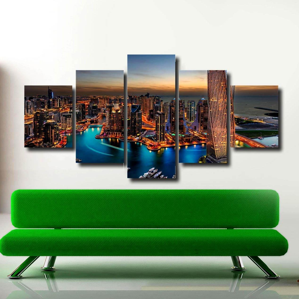 Modern Cityscape Backdrop Poster Multi Panel Bedroom Wall Art Canvas Decoration