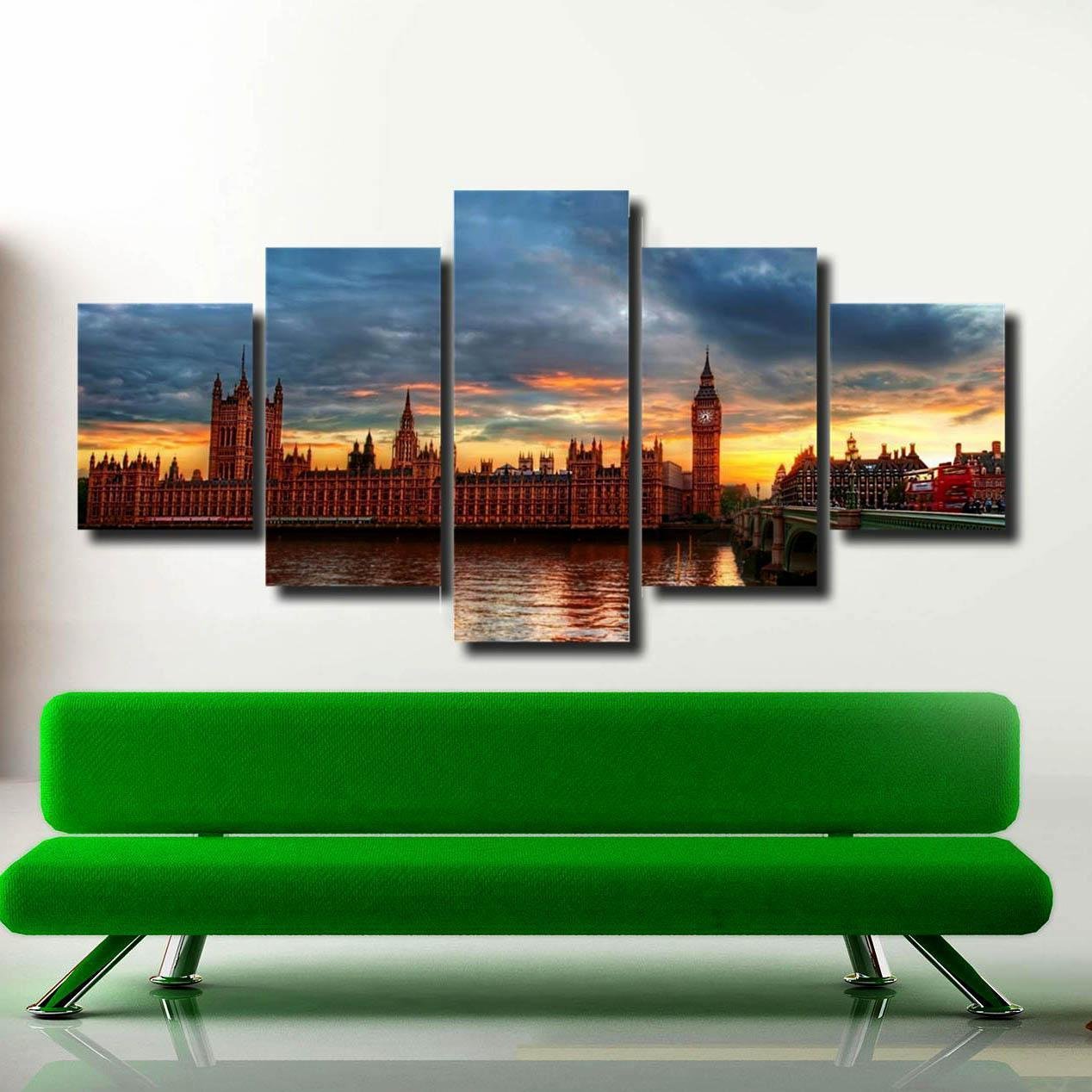 Landscape Architecture Art Painting Mult 5 Panel Canvas Wall Art Bedroom Decor