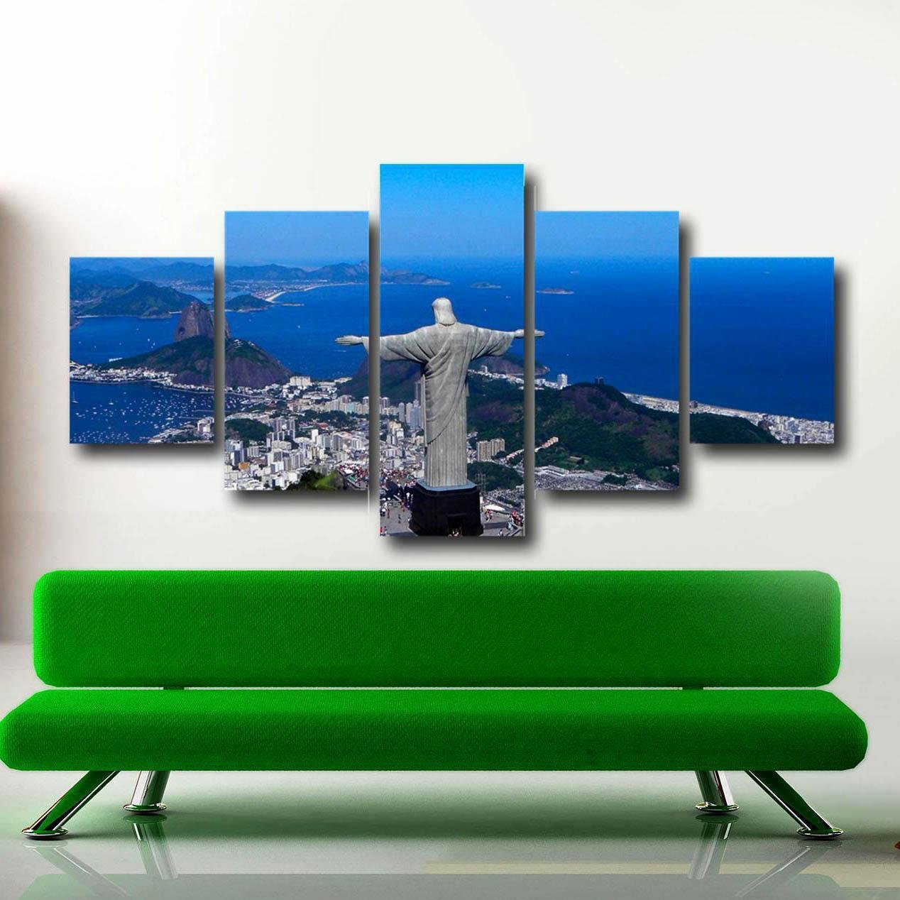 Christ The Redeemer Jesus Statue Poster 5 Multi Panel Canvas Wall Art Decoration