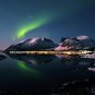 Northern Lights Abstract Landscape Canvas Aurora Borealis Painting Wall Art Blue