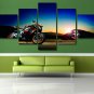 Motorcycle Art Painting Mountain Race Poster 5 Pcs Canvas Wall Art Giclee Print