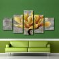 5 PCS Large Canvas Giclee Wall Art Golden Flowers Poster TV Background Painting