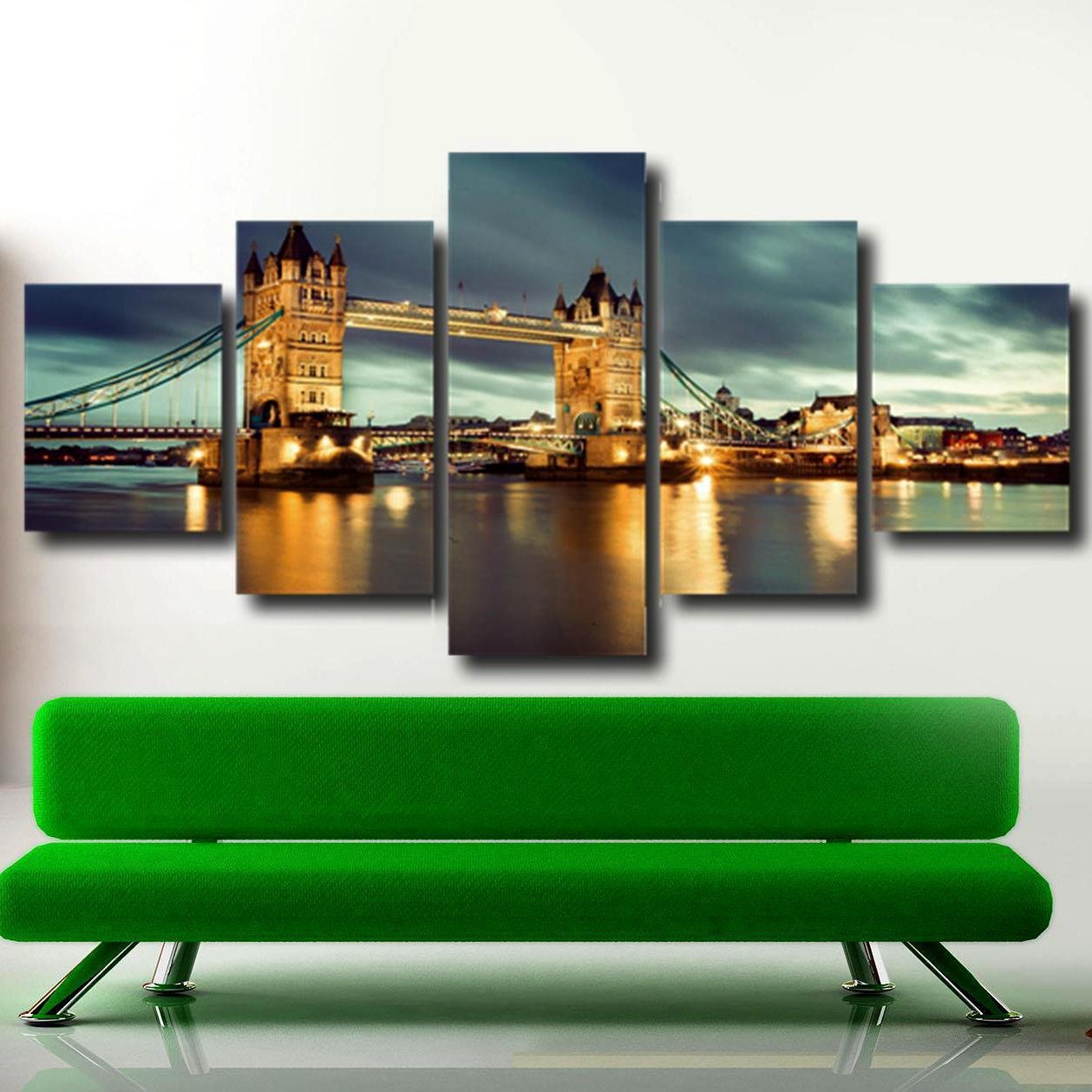 5 Pcs Multi Panel Canvas Wall Art Golden Gate Bridge Painting Home Decoration