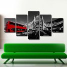 Vintage London Tower Bus Poster Black and White 5 Piece Wall Art Print on Canvas