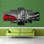 Vintage London Tower Bus Poster Black and White 5 Piece Wall Art Print on Canvas