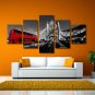 Vintage London Tower Bus Poster Black and White 5 Piece Wall Art Print on Canvas