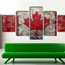 Vintage Canadian Maple Leaf Canada Flag Decal Poster Giclee 5 Piece Canvas Art