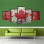 Vintage Canadian Maple Leaf Canada Flag Decal Poster Giclee 5 Piece Canvas Art