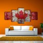 Vintage Canadian Maple Leaf Canada Flag Decal Poster Giclee 5 Piece Canvas Art