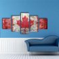 Vintage Canadian Maple Leaf Canada Flag Decal Poster Giclee 5 Piece Canvas Art