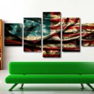 Vintage American US Flag Banner Large Poster Giclee 5 PCS Canvas Wall Art Decal