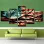 Vintage American US Flag Banner Large Poster Giclee 5 PCS Canvas Wall Art Decal